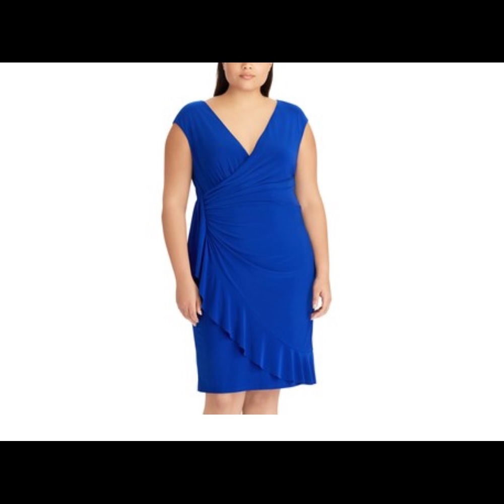 Plus Size Chaps Ruffled Faux-Wrap Dress 18W - Picture 2 of 2